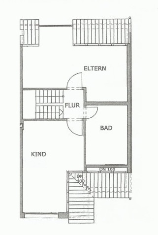 Grundriss Wohnen, Küche und Gäste-WC